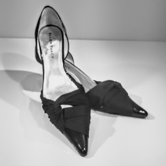 Ellen Tracy Shoes - Ellen Tracy Emory black leather with fabric sz 8.5